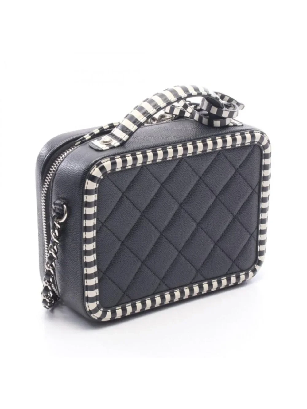 Chanel Shoulder Bag CC Figley Small Vanity 2-Way Black Leather CC Filigree